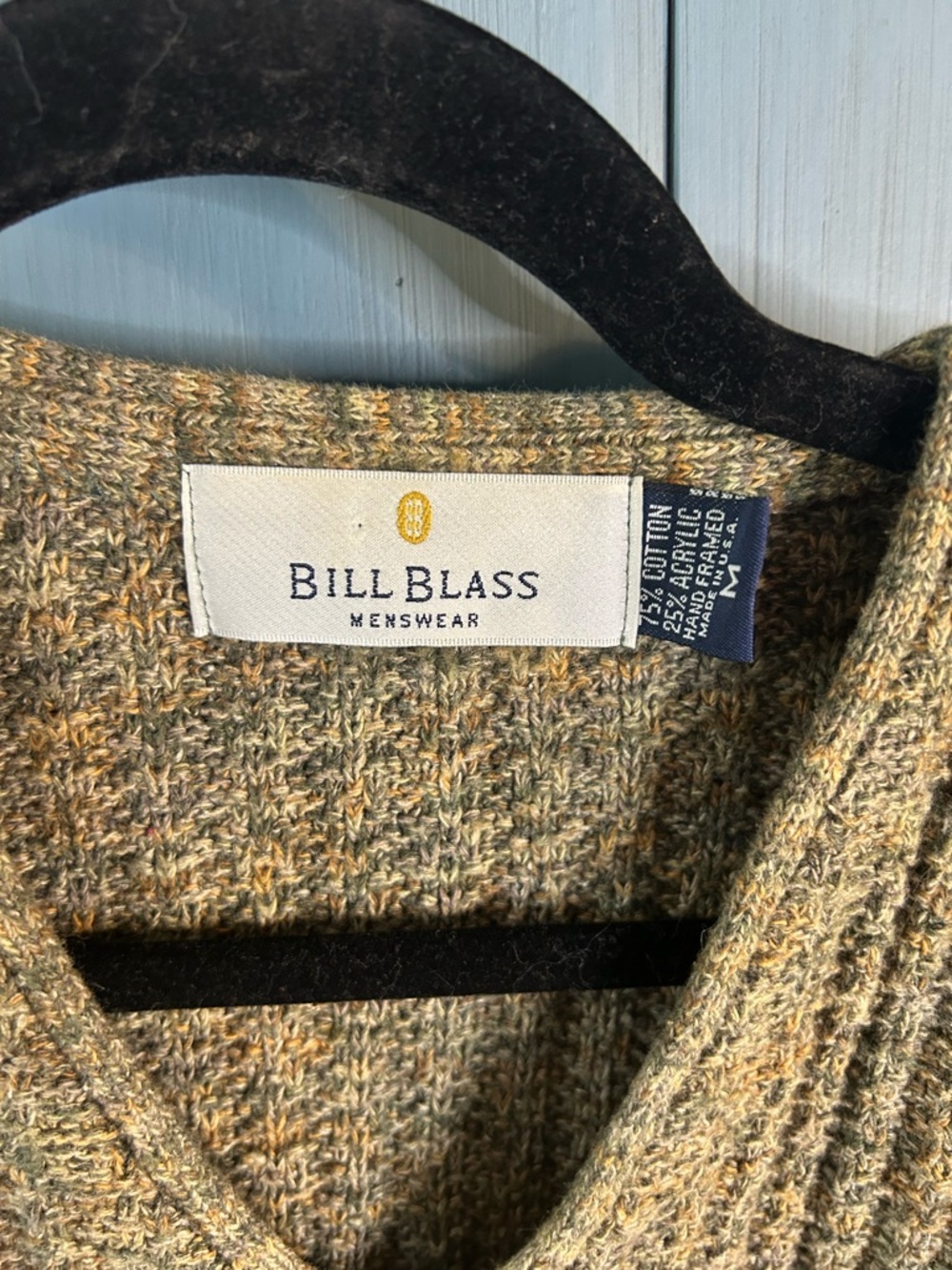 Vintage 1990’s Bill Blass Marled Green V-Neck Pullover Sweater | Medium - Picture 2 of 9